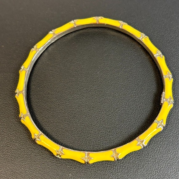KJL Kenneth Jay Lane Bangle Vintage Yellow Elegant Bamboo Design - Picture 1 of 9